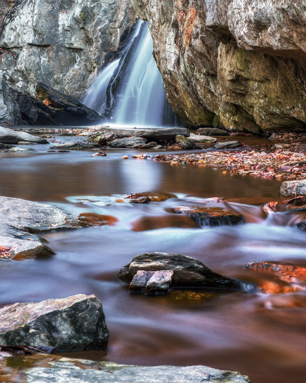 waterfall with long-exposure stream