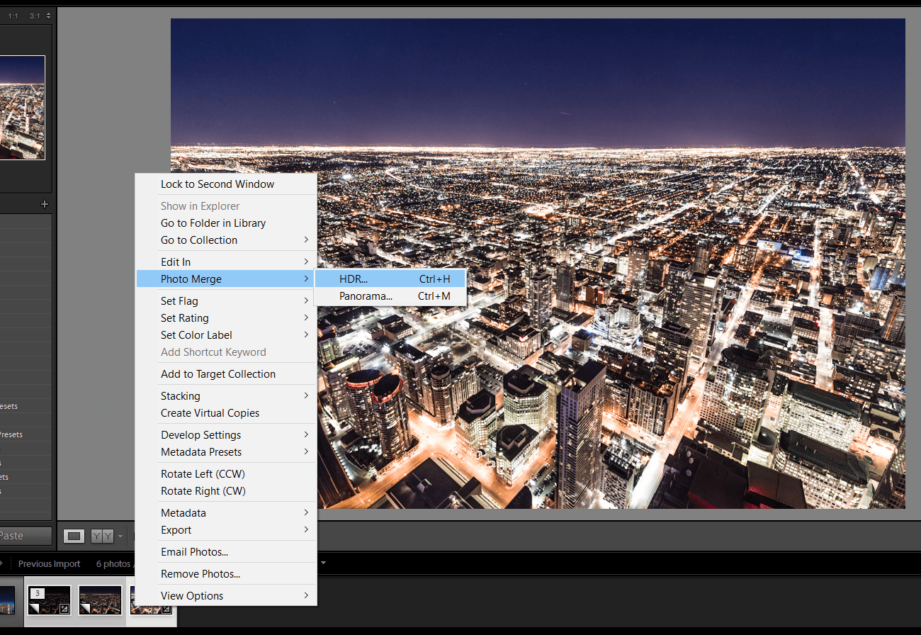 creating an HDR image in Lightroom